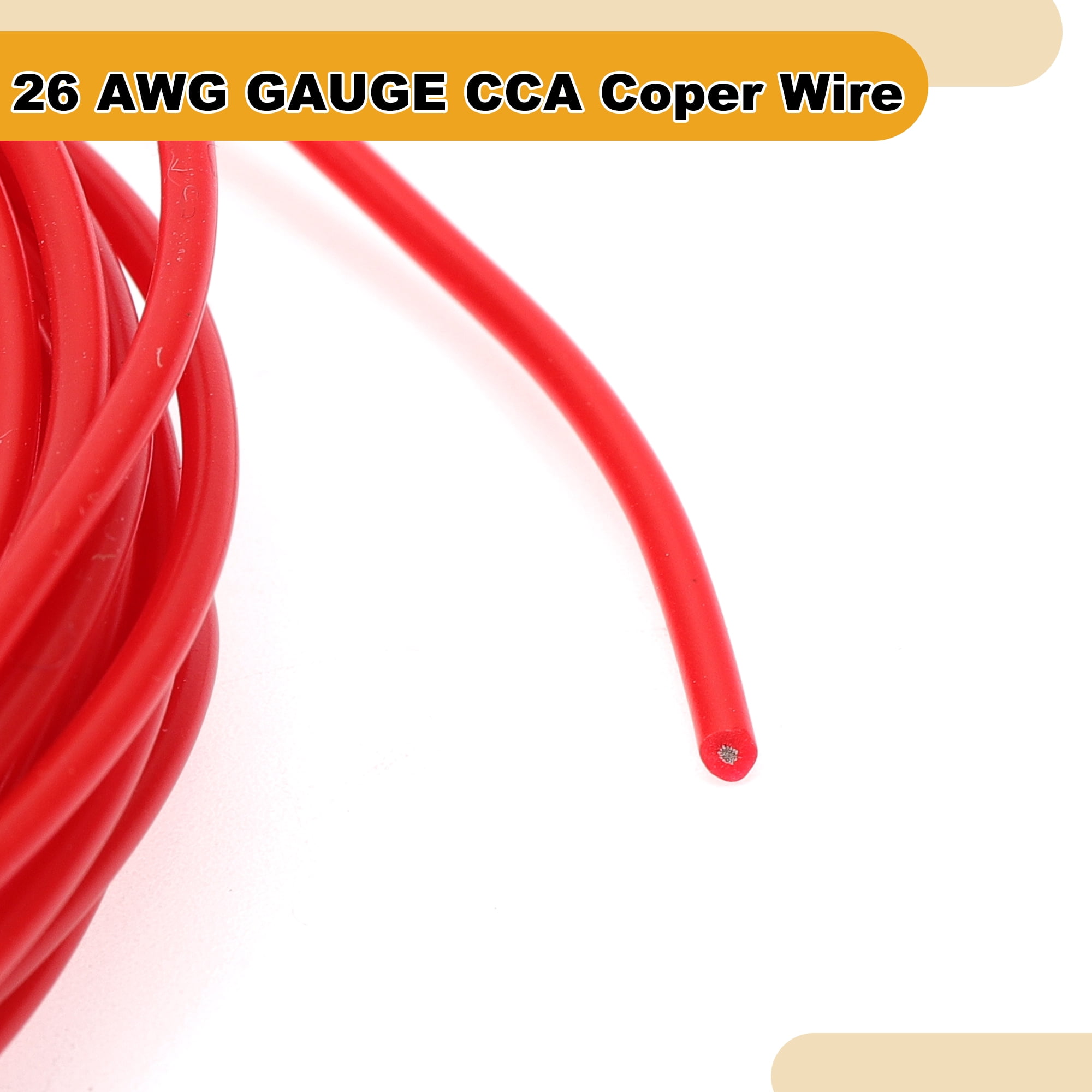 Unique Bargains 1 Set 26AWG Universal Ground Wire Car Radio, Automotive, Car speakers Power Wire Fully Insulated& Soft Touch Jacket TC Black,Red 200FT Black+200FT Red