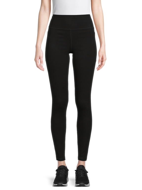 Women's and Women's Plus Stretch Cotton Blend Ankle Leggings with Side Pockets