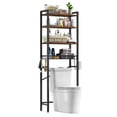 thumbnail image 4 of Biemlerfn Over The Toilet Storage Shelf, 4-Tier Wooden Bathroom Organizer Adjustable Saver Space Rack with Toilet Paper Holder, Vintage Brown, 4 of 13