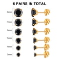 thumbnail image 2 of Juego de 6 pares de pendientes de acero inoxidable 316, pendientes de circonita con corona de cuatro garras de 3-8 mm, pendientes de oreja súper brillantes, 2 of 6