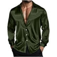 thumbnail image 5 of Handshe Men's Retro Solid Color Long Sleeve Shirt, Vintage Collar Design Casual Button-Up, Style for Everyday Wear, Outings, 5 of 9