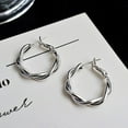 thumbnail image 4 of Douhoow Women's Earrings Adult Solid Color Twist Shape Round Hoop Earrings Female Jewelry, 4 of 5