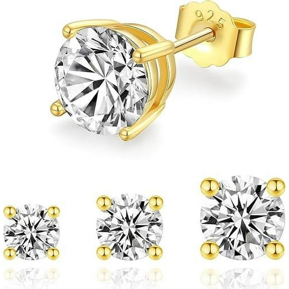 Moissanite Stud Earrings for Women Men 14k White Gold Filled 925 Sterling Silver Plated Earrings