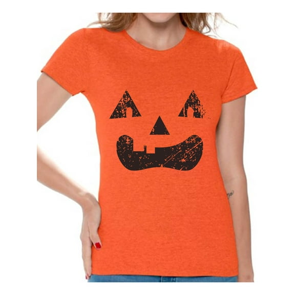 Awkward Styles Jack O Lantern Shirt Pumpkin Face Tshirt Spooky Trick Or Treating Shirt Women's Halloween Outfit Jack O Lantern Top