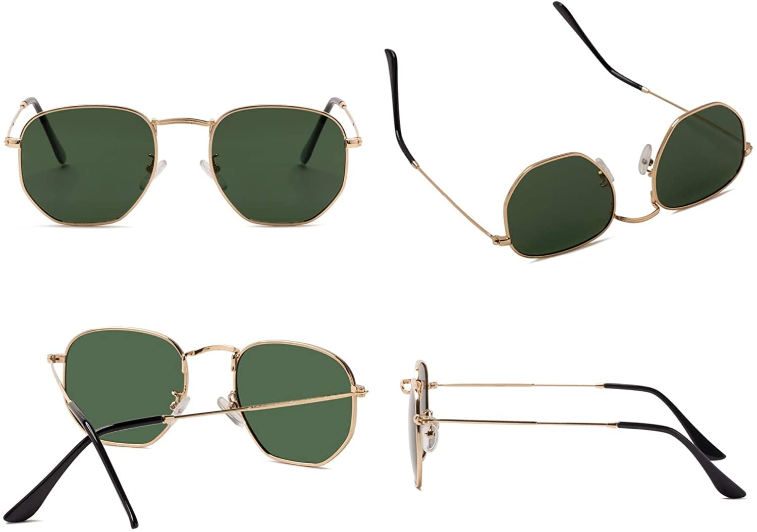 AVAWAY Polygonal Polarized Sunglasses for Men Women Metal Geometric Square Driving Glasses 