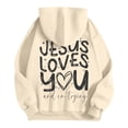 thumbnail image 5 of Womens Sweatshirt Hoodies Jesus Loves You Hoodies Graphic Letter Print Sweatshirt Oversized Pullover Hoodies Fall Sweatshirts for Women 2025 Women's Clothes, 5 of 5