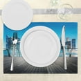 thumbnail image 3 of Ambesonne Scenery Place Mats Set of 4, Blurry Skyscrapers Sea, Standard Size, Pale Blue Dark Blue, 3 of 6