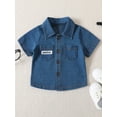 thumbnail image 4 of Infant Boys Summer 2PCS Shorts Sets Short Sleeve Button Tops and Denim Shorts Sets, 4 of 9