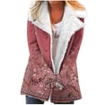 thumbnail image 2 of Winter Coats for Women Sherpa Lined Thick Warm Overcoat Printed Notch Lapel Collar Plush Jacket Outerwear (S, Red), 2 of 5