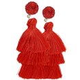 thumbnail image 3 of Rave Envy Layered Tassel 3 Tier Bohemian Red Dangle Drop Earrings, 3 of 6