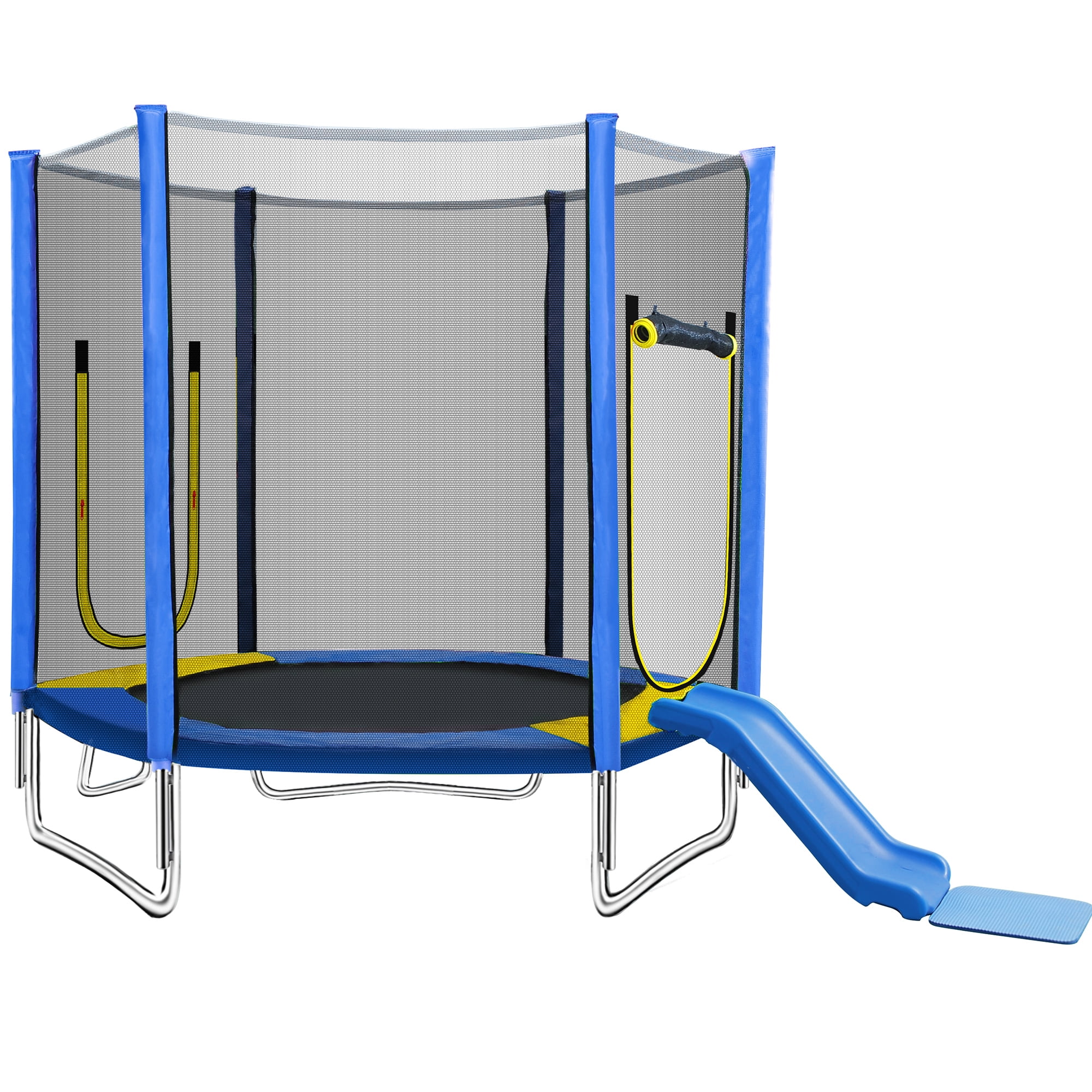 BTYMWAY 7ft Trampoline for Kids, Children's Trampoline Outdoor, Small Trampoline with Slide and Ladder, Recreational Trampoline for Backyard, Outside Toys for Kids with Safety Enclosure Net