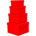 thumbnail image 1 of FFIY Square Rigid Gift Box, a Nested Set of 4, 3.5x3.5x2 to 6x6x4 inches (Red), 1 of 7
