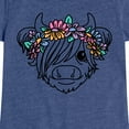 thumbnail image 3 of Instant Message - Highland Cow Flower Crown - Toddler And Youth Girls Short Sleeve Graphic T-Shirt, 3 of 6