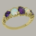 thumbnail image 2 of LBG British Made 14k Yellow Gold Natural Amethyst & Opal Womens Band Ring - 33 size options - Size 12, 2 of 6
