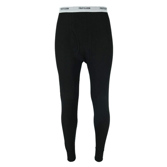 Fruit of the Loom Men's Waffle Weave Thermal Underwear Pants (Small, Black)