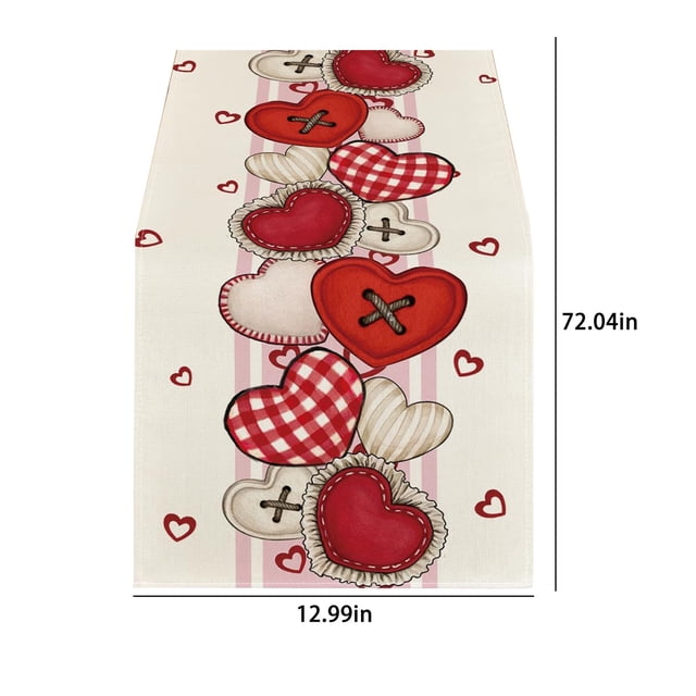 Table Cloths for Parties,Valentines Day Table Runner Kitchen Dining Table Decoration for Indoor Home Party Valentines Day Rectangle Tablecloth Heart Fabric Table Cloth Washable