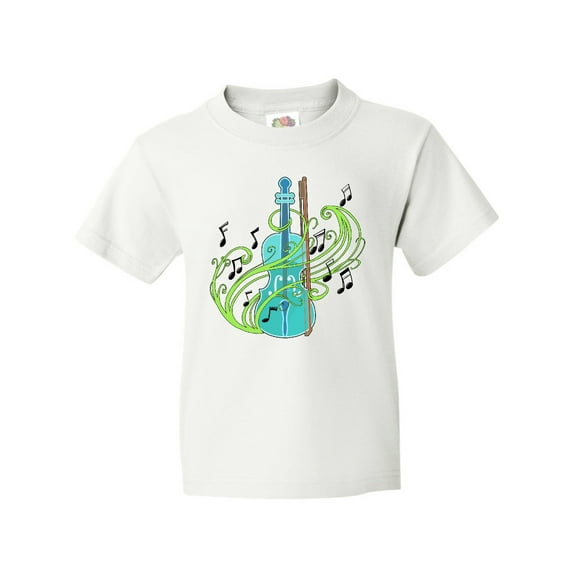 Inktastic Violin with Musical Notes and Swirls Youth T-Shirt