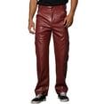 thumbnail image 1 of INSPIRE CHIC Pantalones de Cuero Sintético para Hombre, Ajuste Slim, Hip Hop Punk, Talla 30 Burdeos, 1 of 6