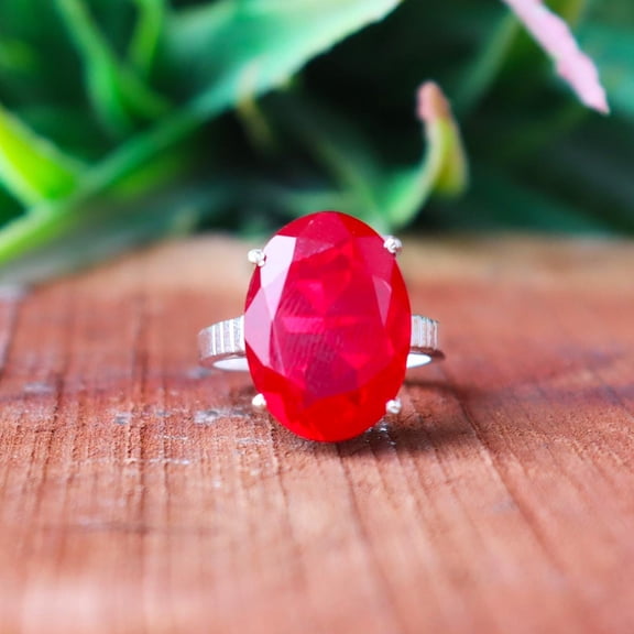 Ruby Gemstone Ring, 925 Sterling Silver Ring, Vintage Ring, Cocktail Ring, Handmade Jewelry, Prong Setting Ring, Statement Ring, Unisex Ring