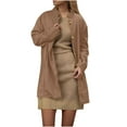 thumbnail image 3 of Yuyuzo Manteau pour Femmes Mi-Long à Col Montant Vestes Blazer d'Affaires Décontractées Automne Hiver Pardessus Uni avec Poches, 3 of 7