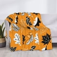 thumbnail image 4 of Throw Blanket for Couch - Bold Black and White Leaves Orange Soft Comfy Lightweight Cozy Warm Throw Blanket, Fuzzy Plush Flannel Blanket & Throws for Sofa and Bed All Season, 4 of 8