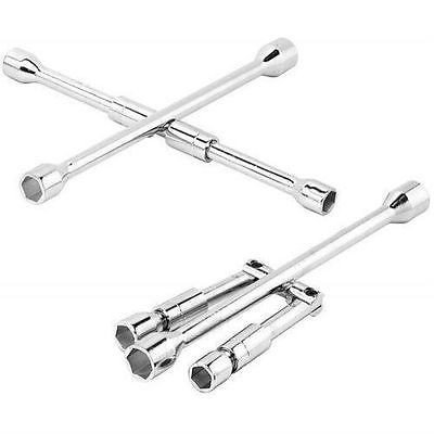 4 Way Folding Tire Rim Auto Car Lug Nut Wrench Lugnut Bendable Fold Up Stowable