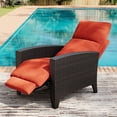 thumbnail image 3 of 150° Lay Flat Reclining Patio Chair, All Weather Wicker Outdoor Lounge with Adjustable Backrest and Footrest, Removable Cushion, Flip Up Side Table, Powder Coated Steel Frame, Garden and Patio, 3 of 8