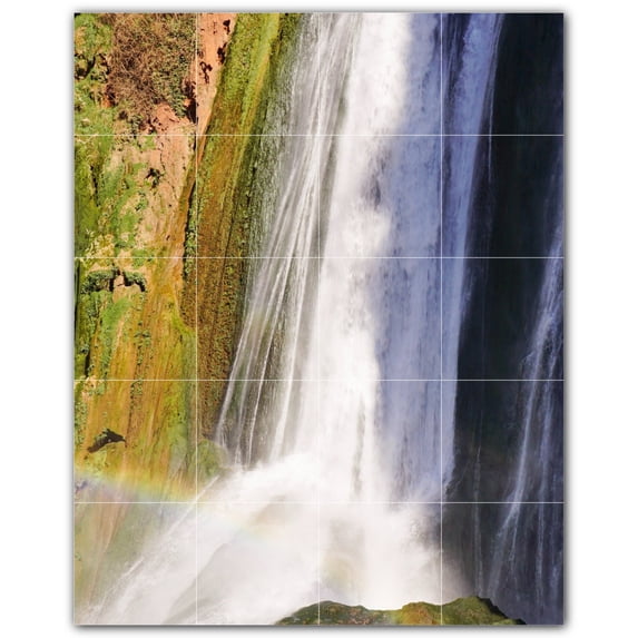 Picture-Tiles.com: Waterfalls Ceramic Tile Wall Mural WAL501140-45L. 32"W x 40"H using (20) 8" x 8" Ceramic Tiles-Satin Finish