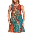 thumbnail image 1 of Easygdp Mandala Colorful para Vestido Transpirable de Mujer, Vestido Suelto de Manga Corta con Pliegues y Bolsillos para el Verano, 1 of 7