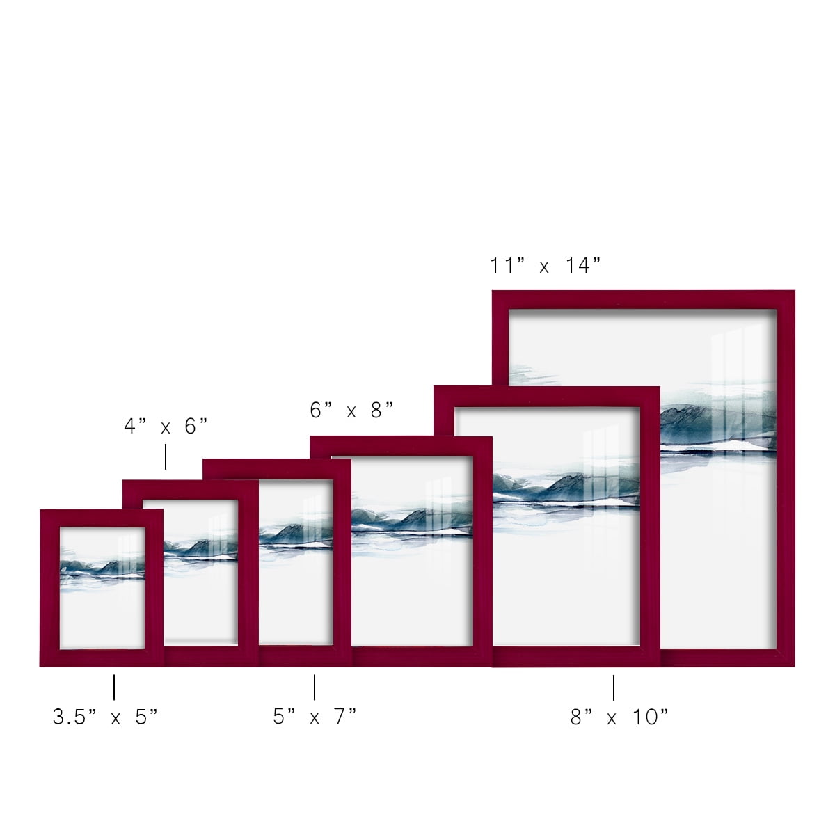 Stark Horizon I - Framed Print w/glass - Cherry Red