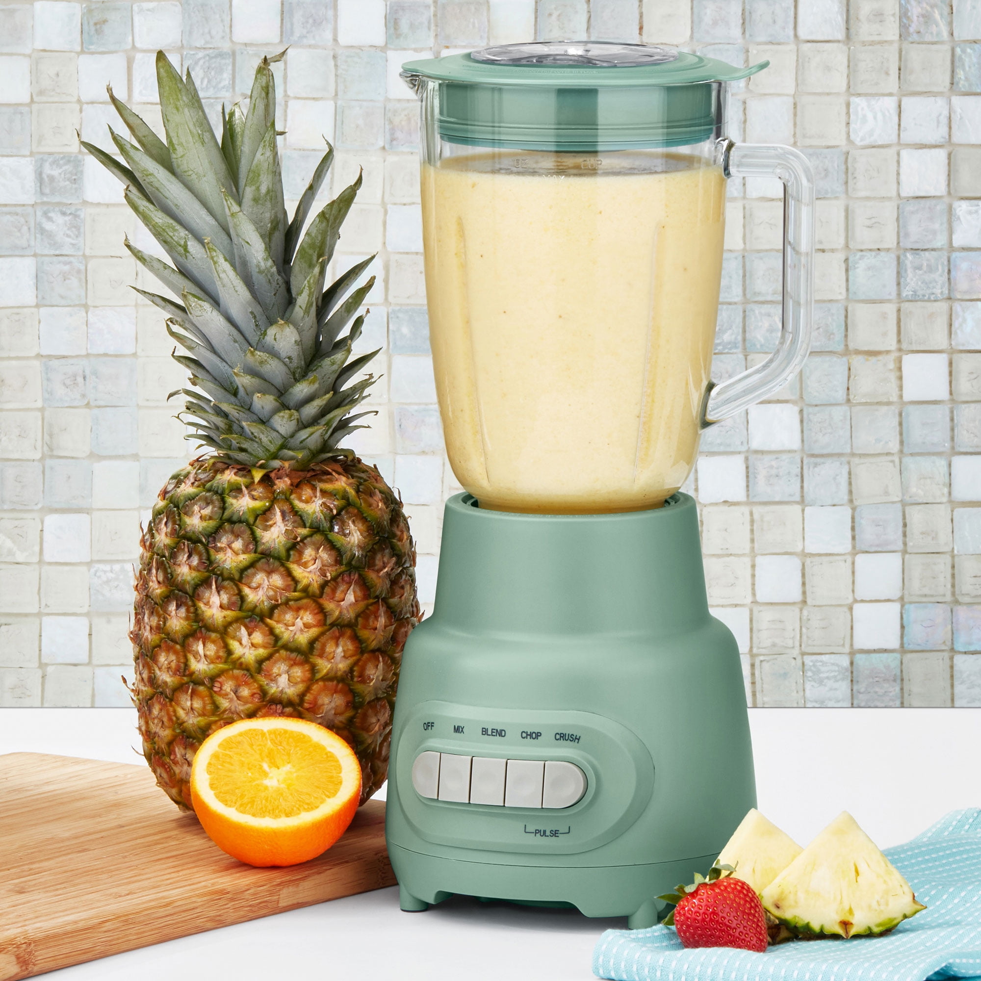 Mainstays Glass Jar 5 Speed Blender with 6-Cup Jar (48Oz) Capacity, Sage Green, New