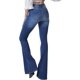 thumbnail image 5 of Jeans acampanados para mujer Jeans acampanados de talle alto con pantalones de mezclilla rasgados de pierna ancha clásicaBlue2, 5 of 5