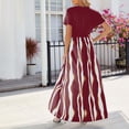 thumbnail image 5 of Midsumdr Dresses for Women 2025 Fashion Summer V-Neck Casual Boho Stripe Print Maxi Dress Short Sleeve V Neck Party Club Swing Versatile Dress, 5 of 5