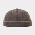 thumbnail image 1 of Bonnet Docker Lavé en Gros Sans Visière Couleur Unie Style Rétro Vintage Rue Printemps Automne Extérieur Café Taille Unique, 1 of 6