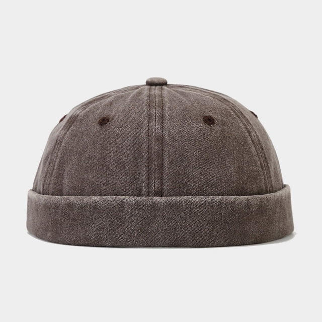 Bonnet Docker Lavé en Gros Sans Visière Couleur Unie Style Rétro Vintage Rue Printemps Automne Extérieur Café Taille Unique