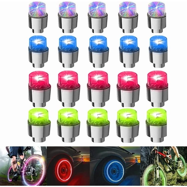 20 luces LED para rueda de bicicleta, tapas de válvula de neumático, luz de neón para coche, motocicleta y bicicleta (4 colores combinados)