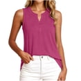 thumbnail image 5 of VBVC Women's Henley V-Neck Sleeveless Tank Top,Ladies Casual Button Front Loose Fit Blouse,Lightweight Basic Summer Cami Top For Women,Hot Pink,S-2XL, 5 of 8