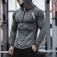 thumbnail image 5 of Men's Half Zip Slim Hooded Top, Contrast Decorative Strips, Raglan Sleeve Cutting, Fit Long Sleeve Sports Shirt for Fitness and Outdoor Activities Dark Gray XXXL, 5 of 5