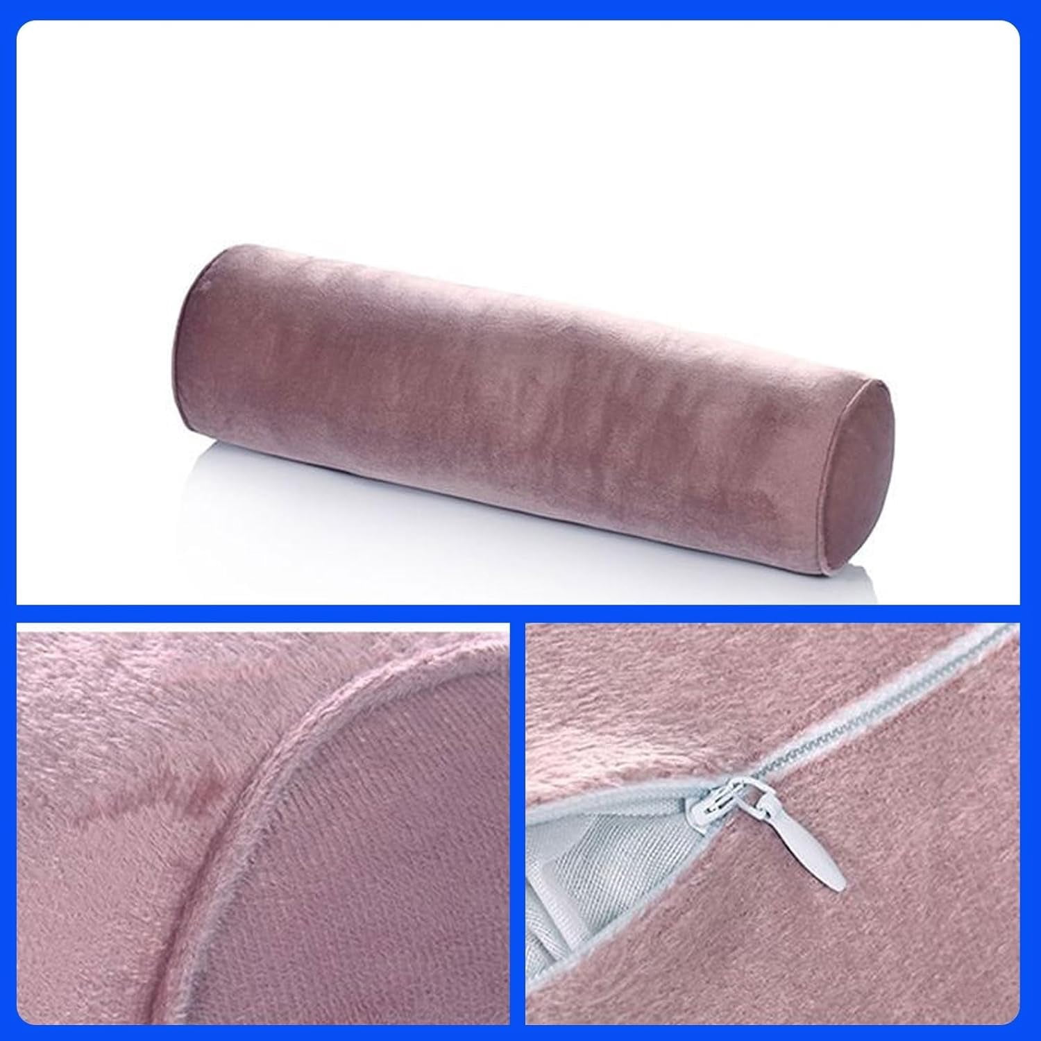 BH-JJSMGS Velvet Round Cervical Roll Cylinder Bolster Sleep Pillow with Removable Washable Cover, Full Moon Bolster for Knee/Leg/Neck Round Cylinder Pillow for Sleeping on Side or Back
