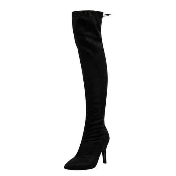 CBGELRT Over the Knee Boots for Women Autumn Winter Fashion Suede Thigh High Boots Pointed High Heel Black Boots Party Shoes(Black,40)