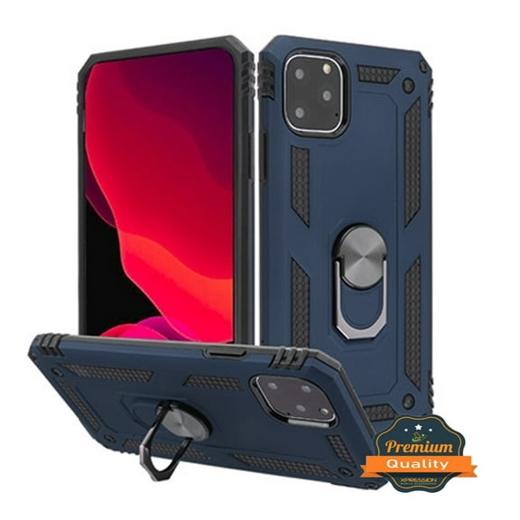 Apple iPhone 11 PRO Phone Case Tuff Hybrid Durable 360 Degree Rotatable Ring Stand Holder Kickstand Fit Magnetic Car Mount Dual Layers Rugged TPU Protective Case BLUE Cover for Apple iPhone 11 Pro