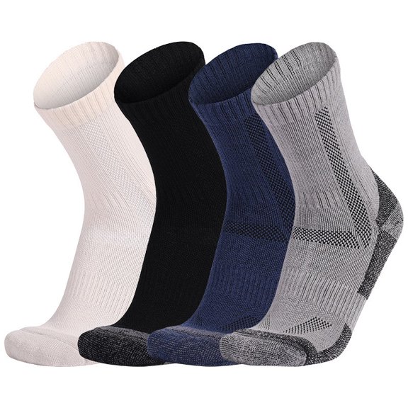 EOYWHK Hiking Socks for Men Winter Warm Thick Socks Outdoor Ski Anti Slip Wool Cozy Crew Socks Black L