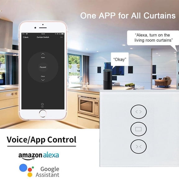 WiFi Smart Curtain Switch Motorized Blind Controller Alexa Google Assistant Voice Remote App Control No Hub Required