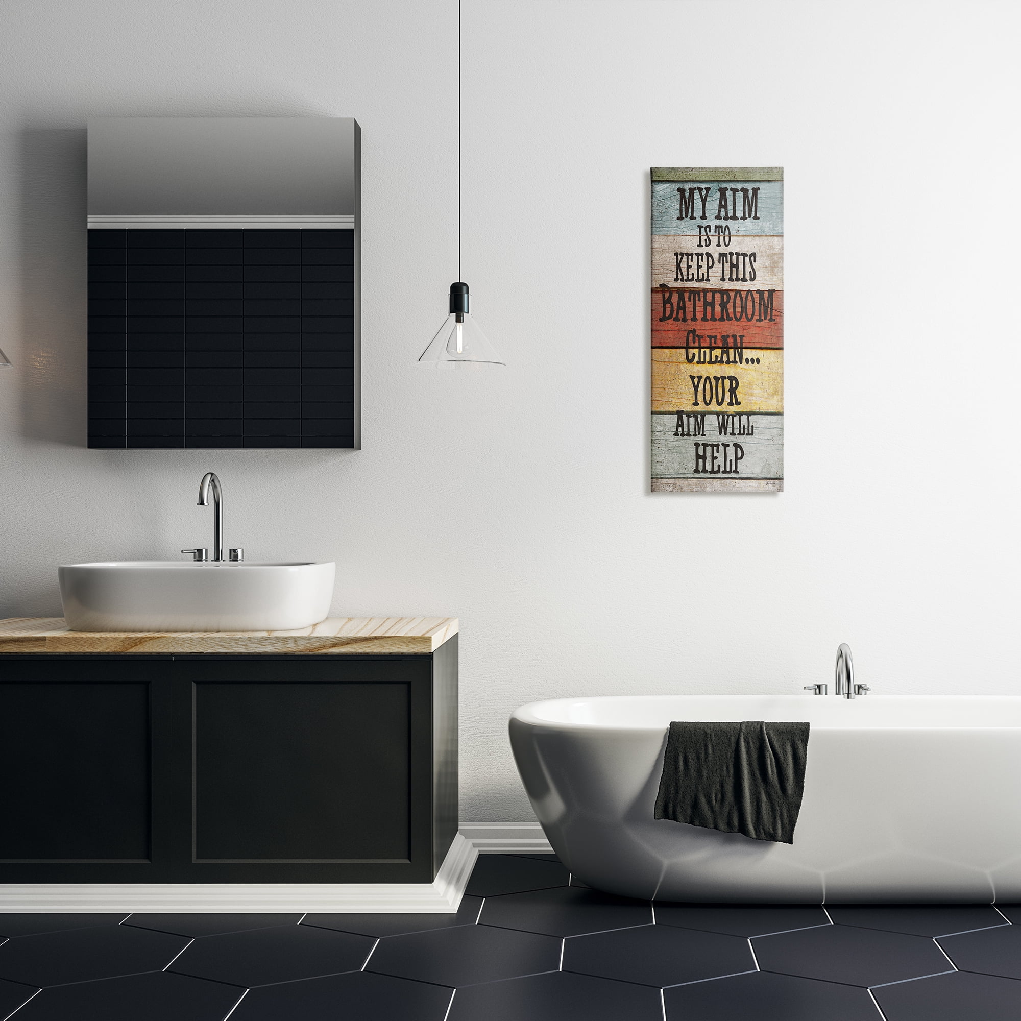 Stupell IndustriesMy Aim Is To Keep This Room Clean ' Bathroom Canvas Wall Art by Jo Moulton