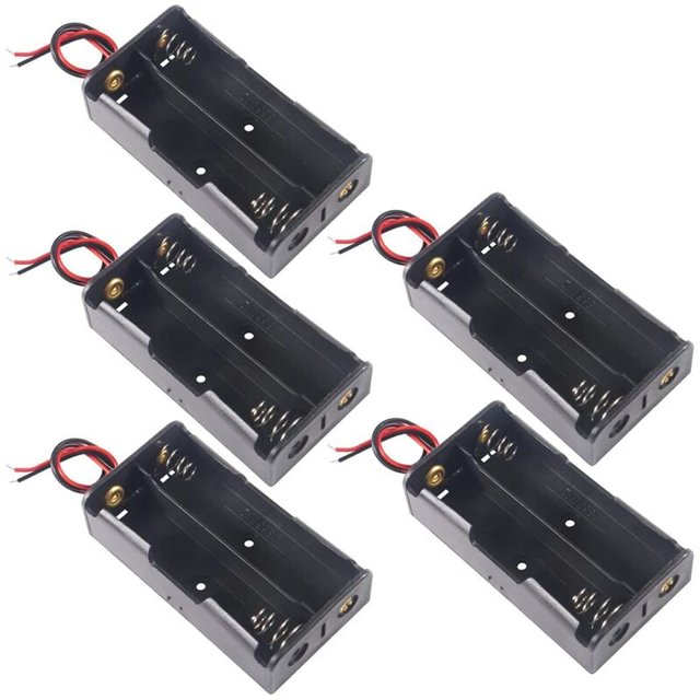 5 piezas Estuche de soporte de batería 18650 de 3,7 V Caja de almacenamiento de batería de plástico con cables, Estuche de batería 18650 con resorte