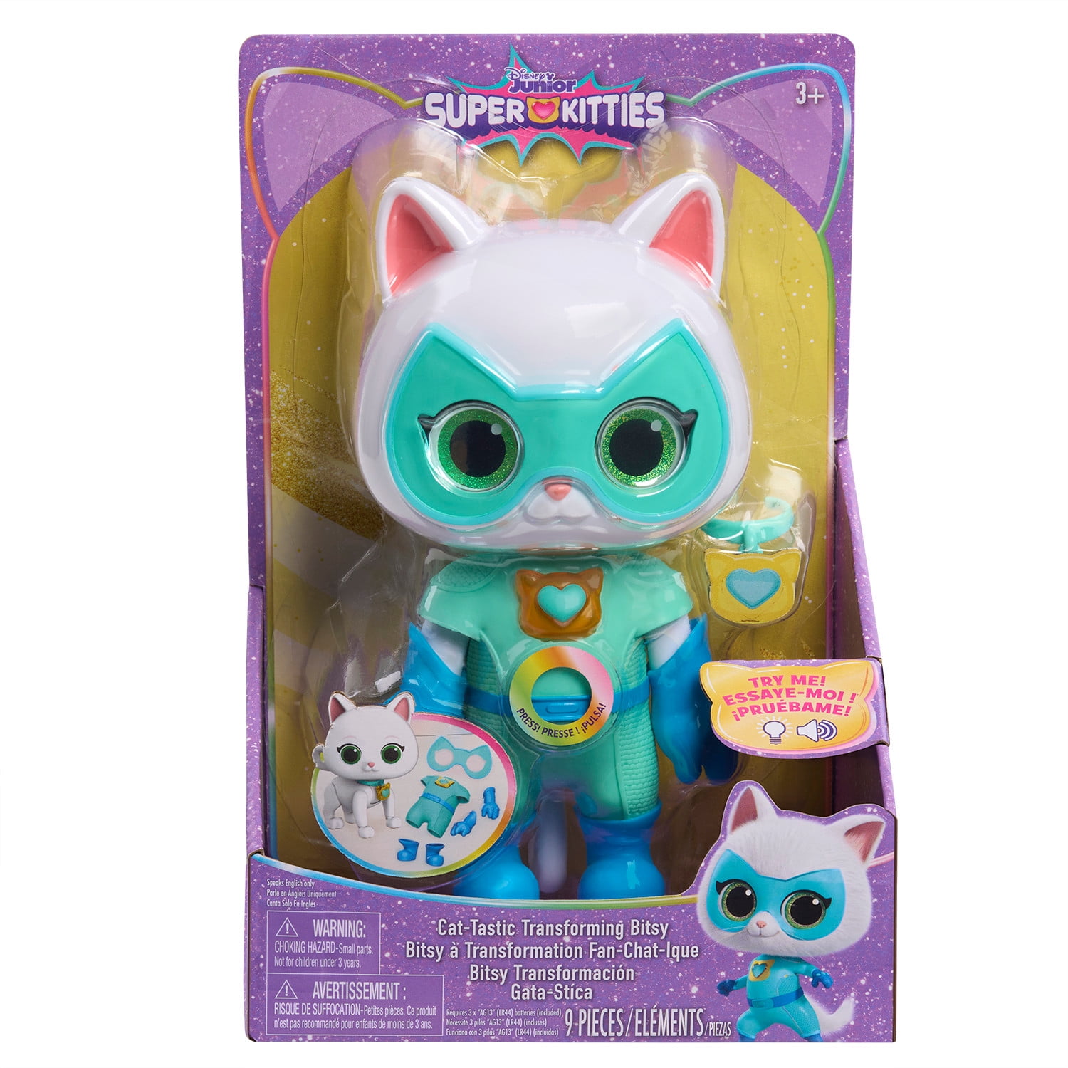 Disney Junior SuperKitties Cat-Tastic Transforming Bitsy - Interactive Electronic Toy for Kids, Ages 3 and Up