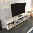 thumbnail image 4 of Asal 59" Modern Metal Frame Wood TV Stand for 65 inch TV Marble White Gold, 4 of 5