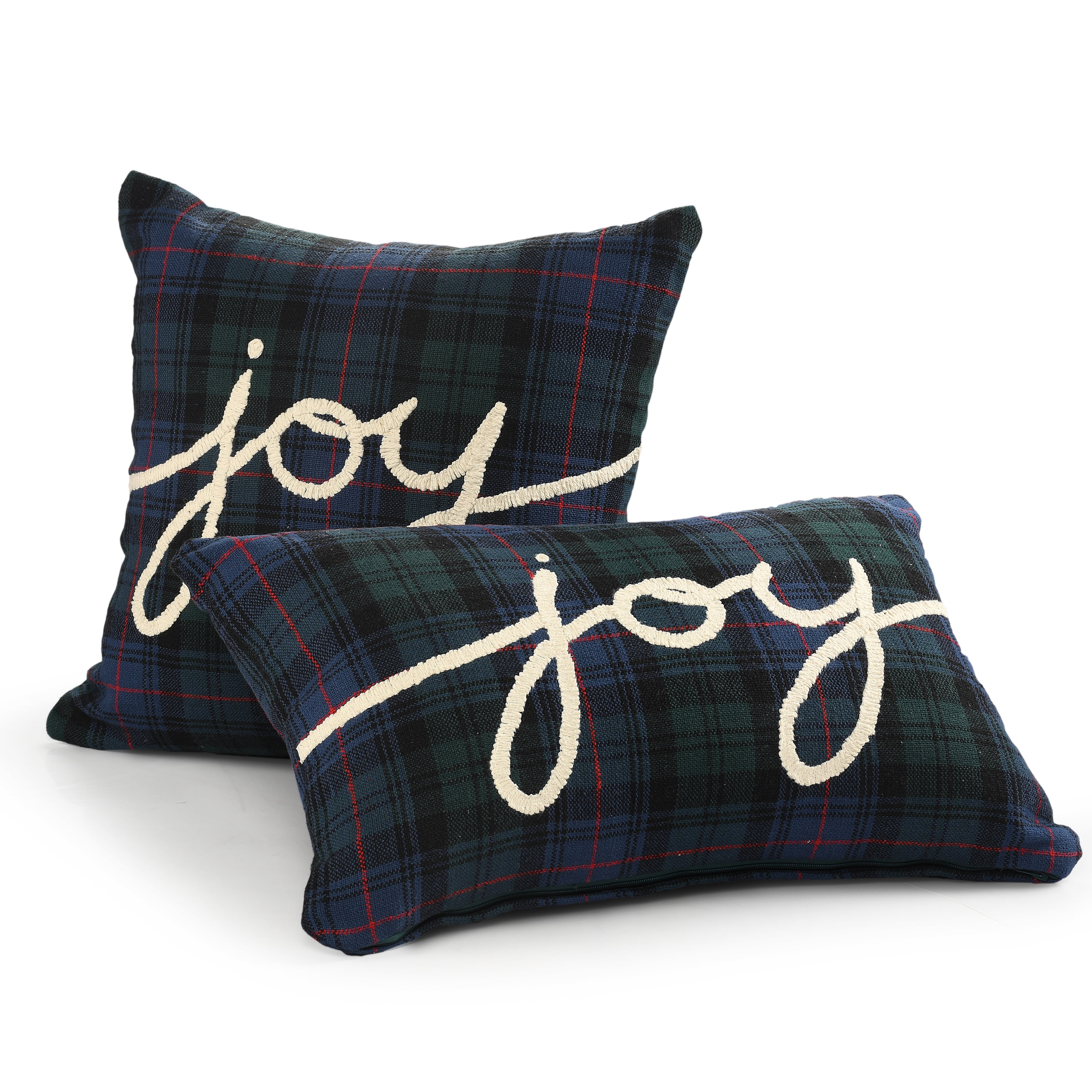 Blue plaid cheap pillows