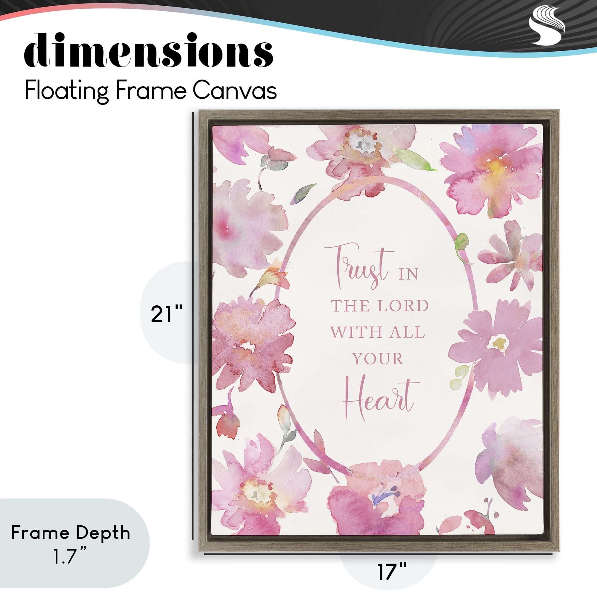Stupell Industries Trust In The Lord Pink Blooms Brown Framed Floater Canvas Wall Art, design by Theresa Heidel