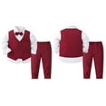 thumbnail image 3 of Boys 4 Piece Gentleman Suits Set Long Sleeve Shirts Vest Pants Outfits Set with Tie Wedding Birthday Party Suit, 3 of 9